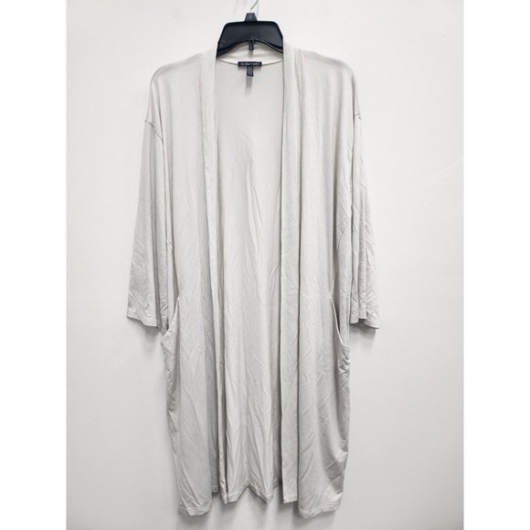 Eileen Fisher Sweaters - Eileen Fisher Womens Kimono Cardigan Size Medium Bone Beige Open Longline Knit
